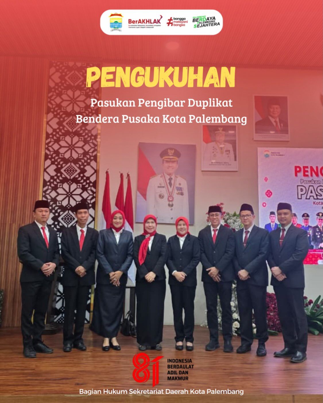 Pengukuhan Pasukan Pengibar Duplikat Bendera Pusaka Kota Palembang